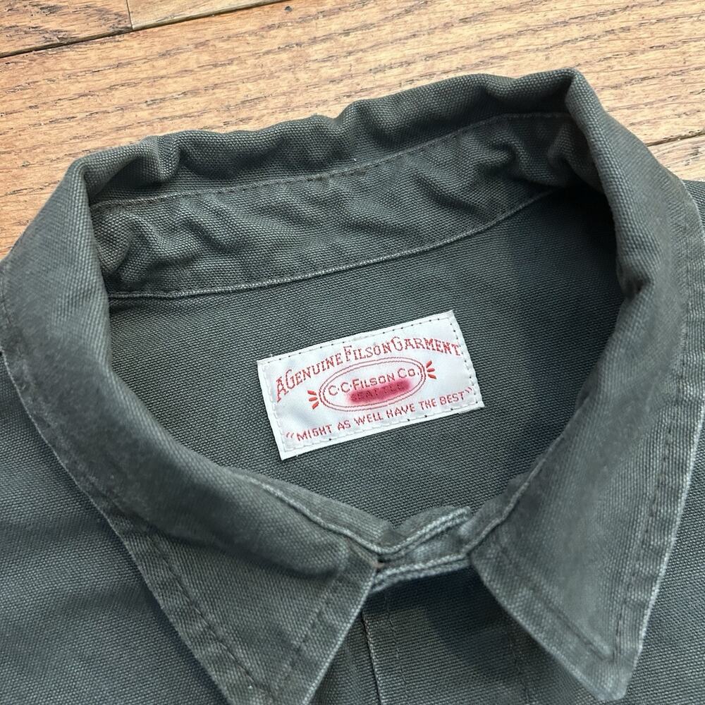 Vintage Filson Duck Canvas Cargo Field Military Button Up Shirt Jacket Medium - Picture 3 of 7